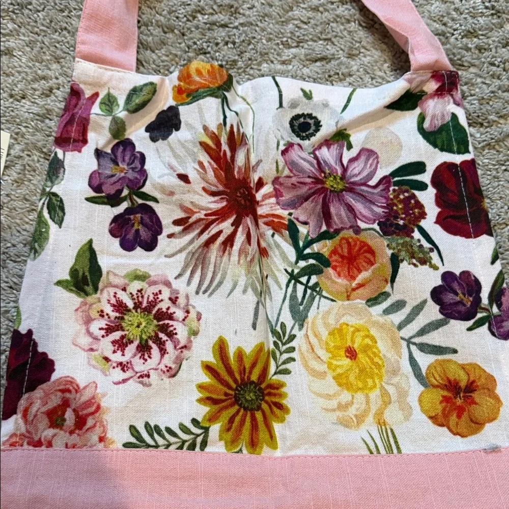 Anthropologie Floral Linen Apron Set in Pink, Yellow, Red, Purple, Green - Picture 5 of 10